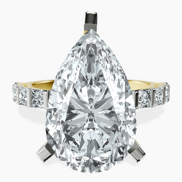 10kt Yellow Gold Keziah Side Stone Princess Lab Diamond Ring front image