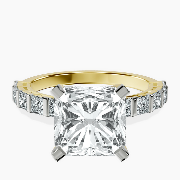 14kt Yellow Gold Keziah Side Stone Princess Lab Diamond Ring front image