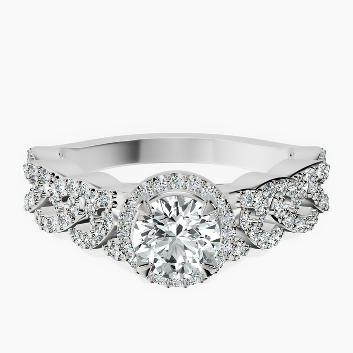 14kt White Gold Imperiella Halo Celtic Knot Lab Diamond Ring front image