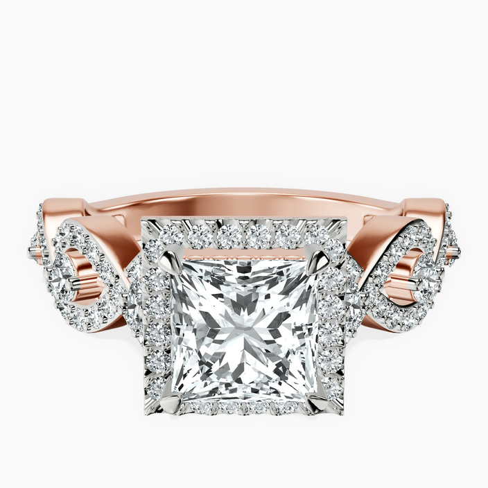 10kt Rose Gold Prestigia Criss Cross Halo Lab Diamond Ring front image