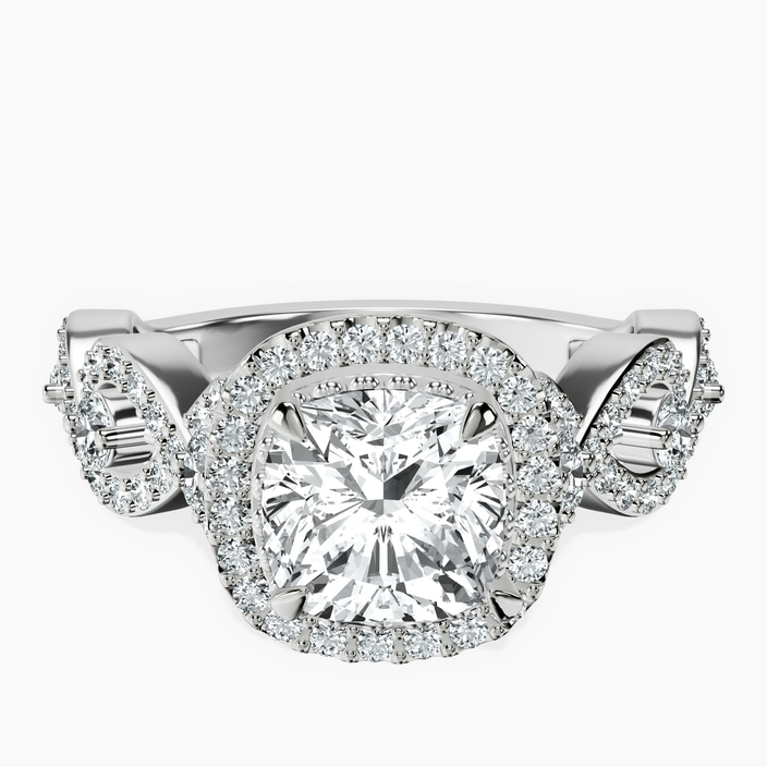 Platinum Prestigia Criss Cross Halo Lab Diamond Ring front image