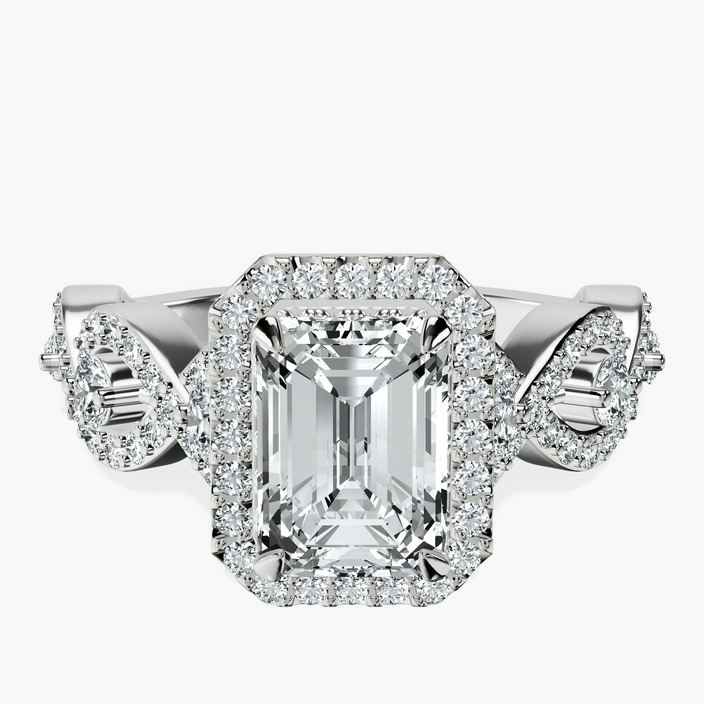 10kt White Gold Prestigia Criss Cross Halo Lab Diamond Ring front image