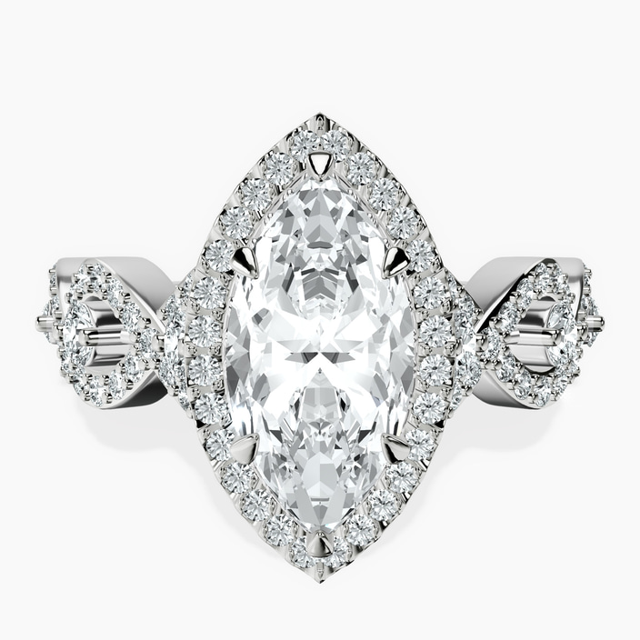 Platinum Prestigia Criss Cross Halo Lab Diamond Ring front image