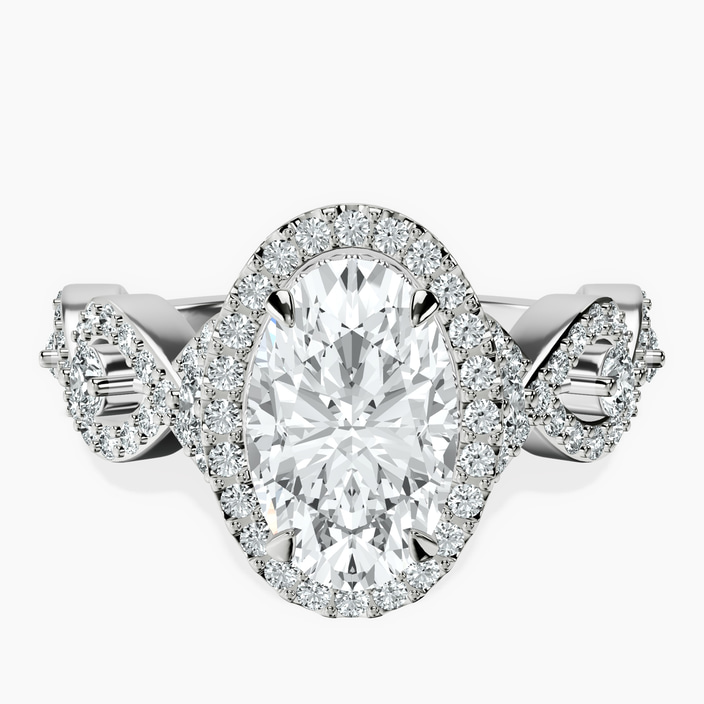 Platinum Prestigia Criss Cross Halo Lab Diamond Ring front image