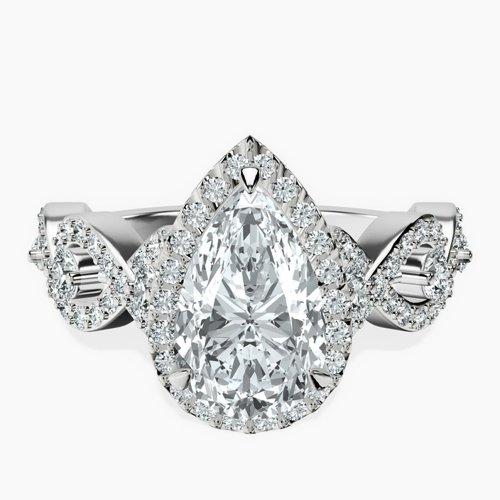 10kt White Gold Prestigia Criss Cross Halo Lab Diamond Ring front image