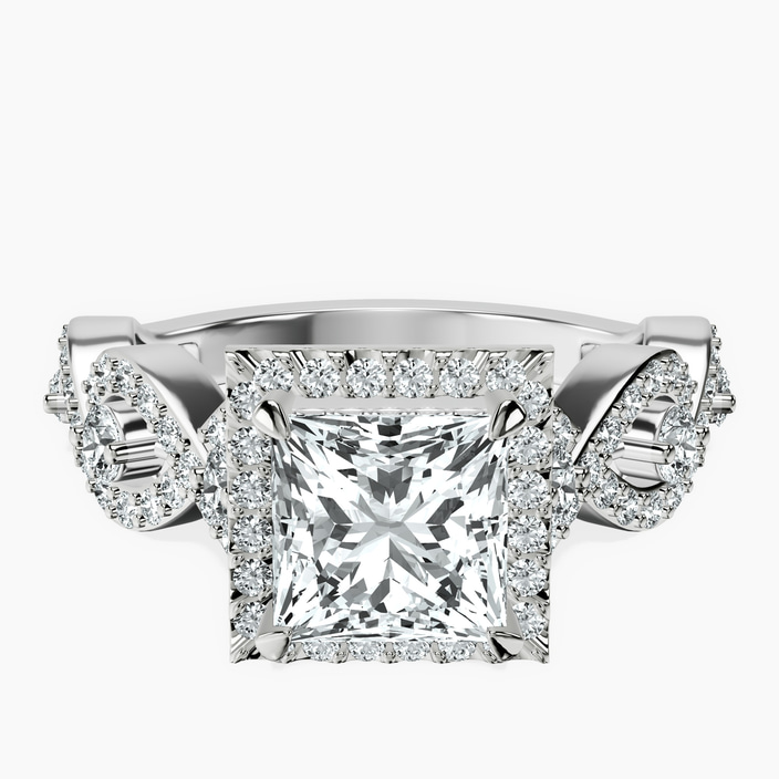 Platinum Prestigia Criss Cross Halo Lab Diamond Ring front image