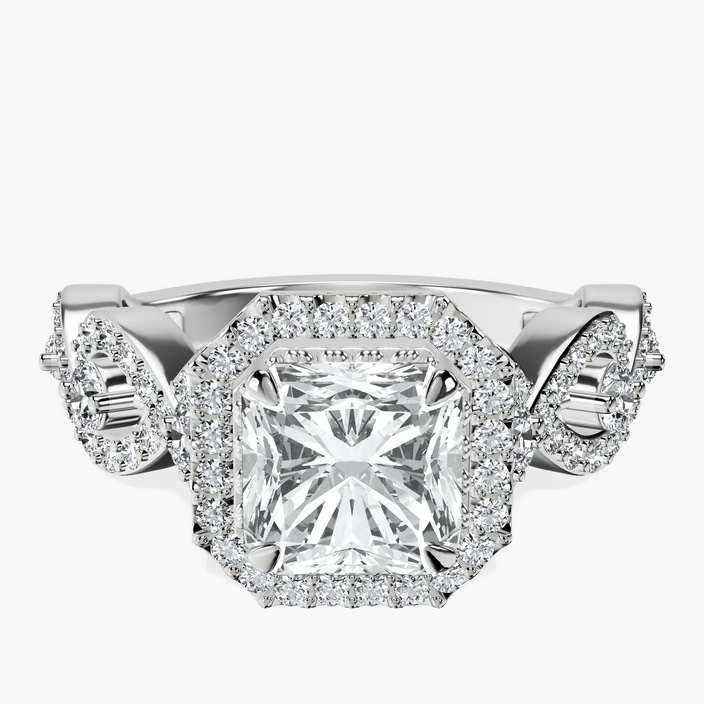 Platinum Prestigia Criss Cross Halo Lab Diamond Ring front image