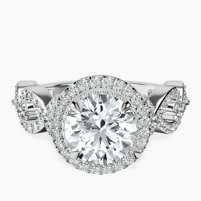 14kt White Gold Prestigia Criss Cross Halo Lab Diamond Ring front image