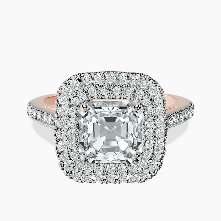 18kt Rose Gold Arya Double Halo Lab Diamond Ring front image