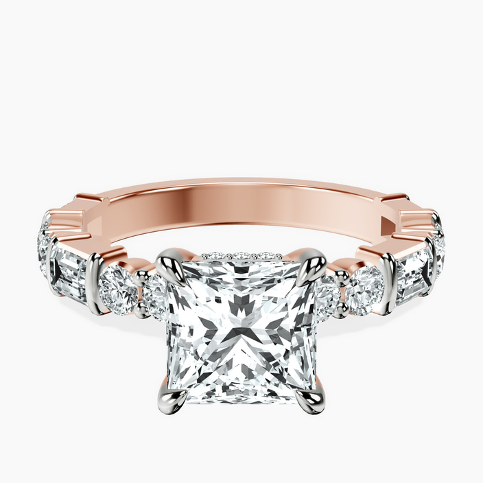 14kt Rose Gold Enchanted Bliss Side Stone Lab Diamond Ring front image