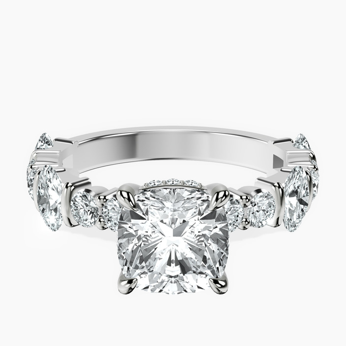 14ct White Gold Enchanted Bliss Side Stone Lab Diamond Ring front image