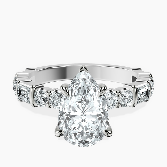14ct White Gold Enchanted Bliss Side Stone Lab Diamond Ring front image