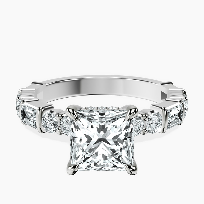 18ct White Gold Enchanted Bliss Side Stone Lab Diamond Ring front image