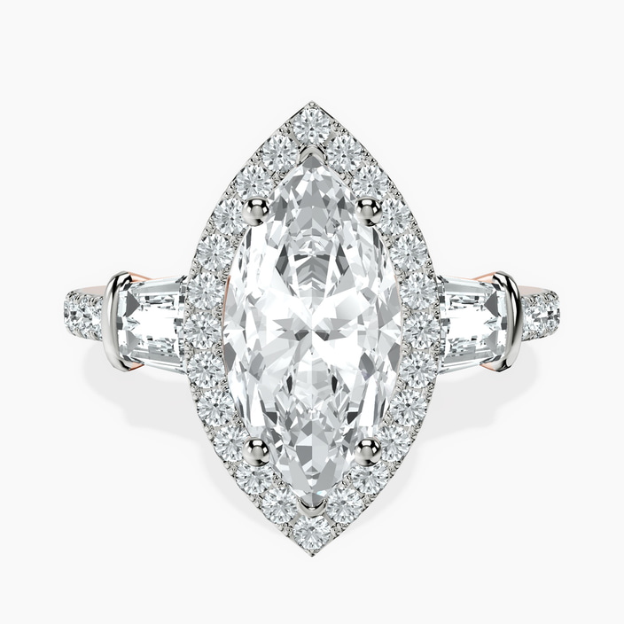 14kt Rose Gold Liora Cascade Halo Lab Diamond Ring front image