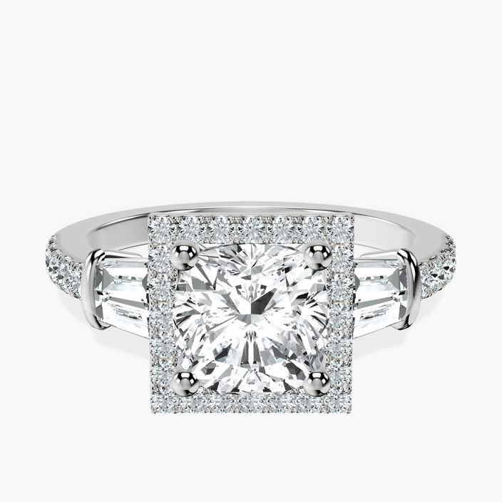 Platinum Liora Cascade Halo Lab Diamond Ring front image