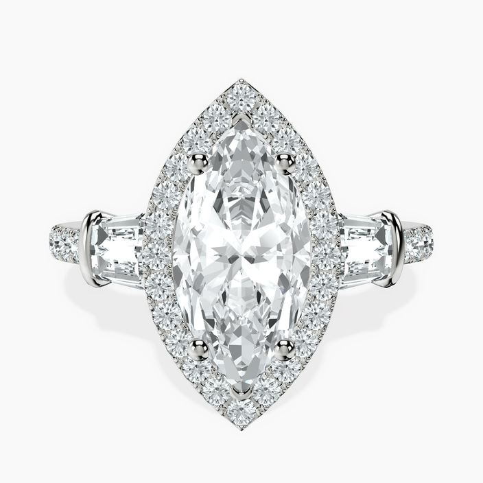 9ct White Gold Liora Cascade Halo Lab Diamond Ring front image