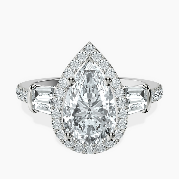 18kt White Gold Liora Cascade Halo Lab Diamond Ring front image