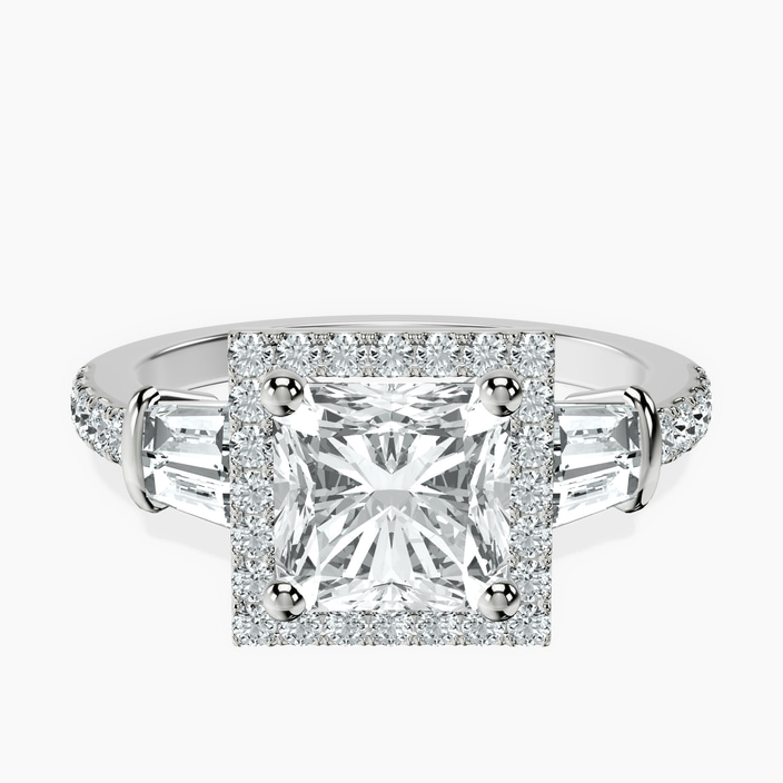 Platinum Liora Cascade Halo Lab Diamond Ring front image
