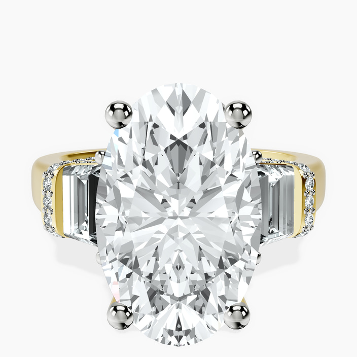 10kt Yellow Gold Astrid Three Stone Trapezoid Lab Diamond Ring front image