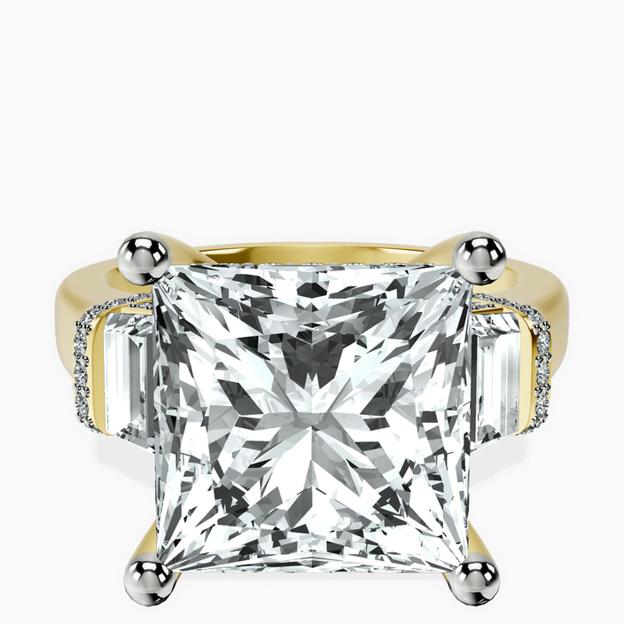 14kt Yellow Gold Astrid Three Stone Trapezoid Lab Diamond Ring front image