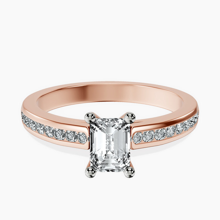 14kt Rose Gold Lucent Side Channel Set Lab Diamond Ring front image