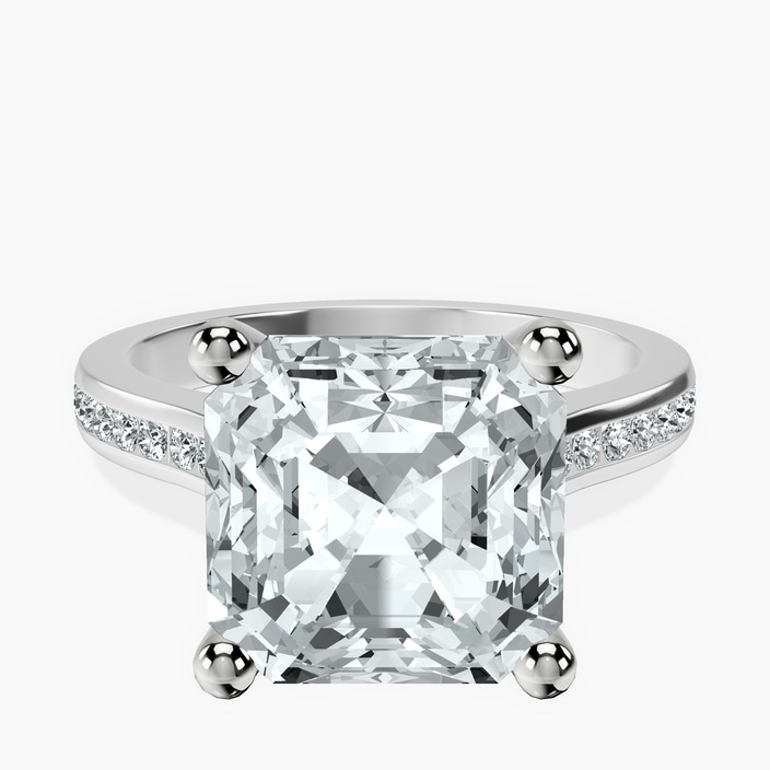 18kt White Gold Lucent Side Channel Set Lab Diamond Ring front image