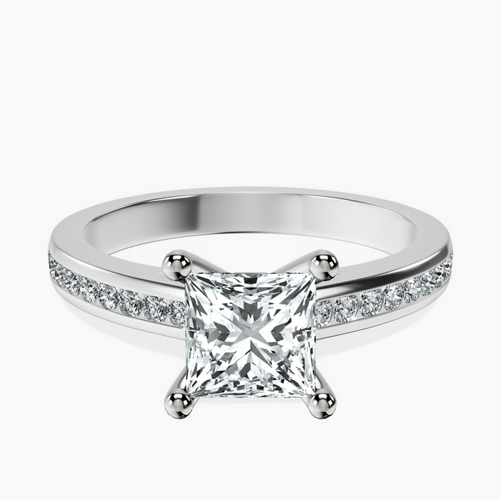 10kt White Gold Lucent Side Channel Set Lab Diamond Ring front image