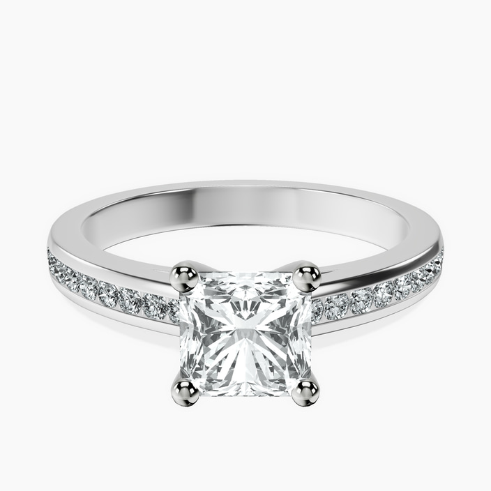 14kt White Gold Lucent Side Channel Set Lab Diamond Ring front image