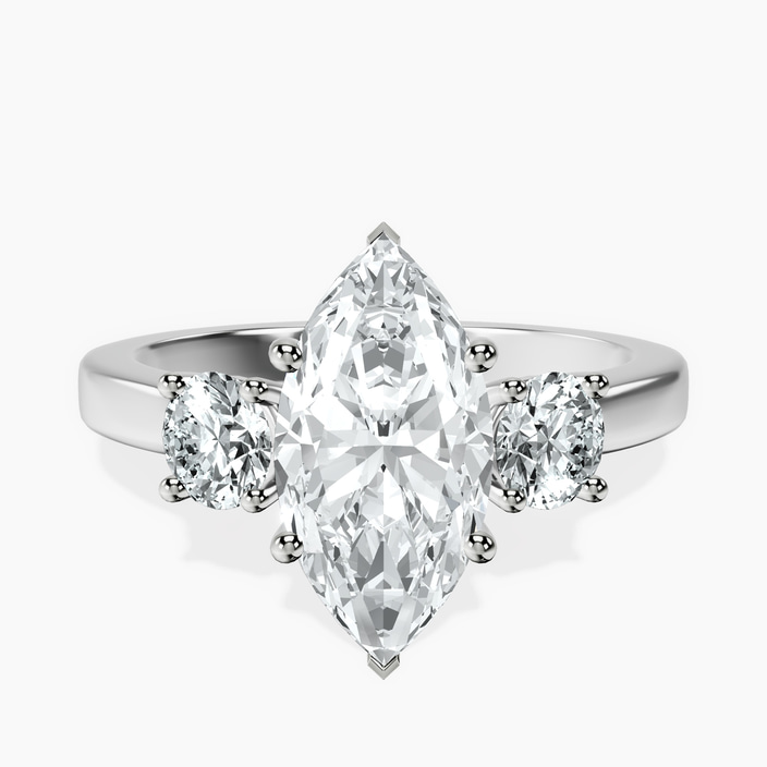 18kt White Gold Evelina Round Three Stone Lab Diamond Ring front image