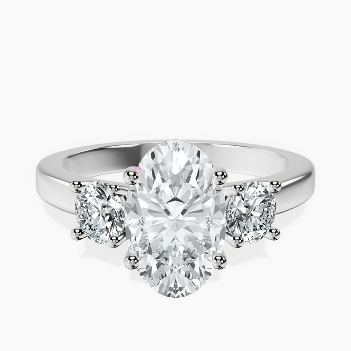 18kt White Gold Evelina Round Three Stone Lab Diamond Ring front image