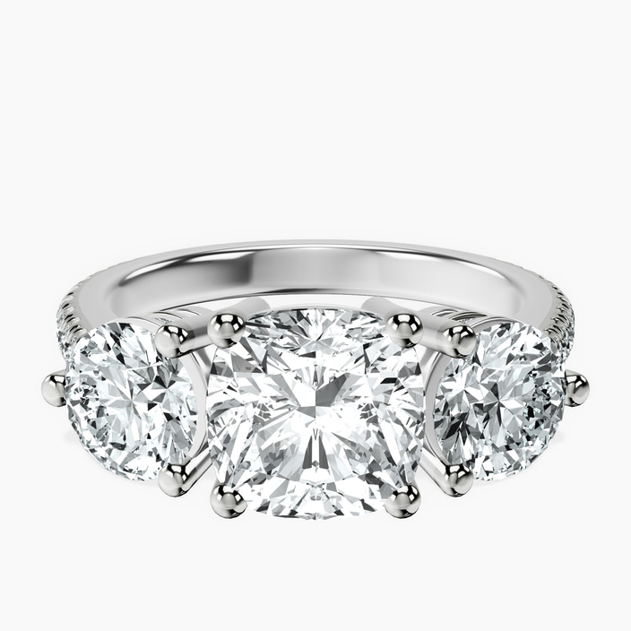 10kt White Gold Artemis Round Three Stone Lab Diamond Ring front image