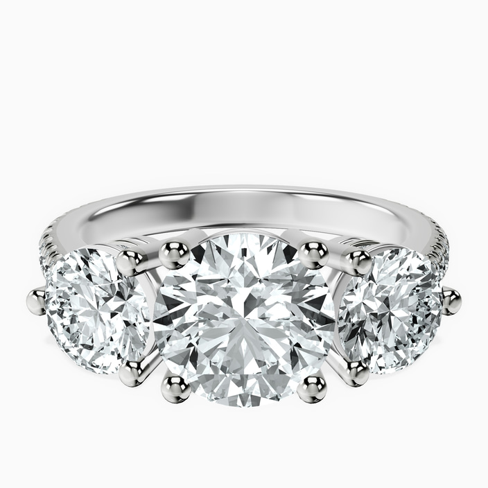 10kt White Gold Artemis Round Three Stone Lab Diamond Ring front image