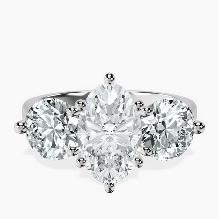 14ct White Gold Estella Round Three Stone Lab Diamond Ring front image