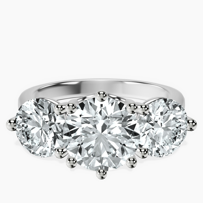10kt White Gold Estella Round Three Stone Lab Diamond Ring front image