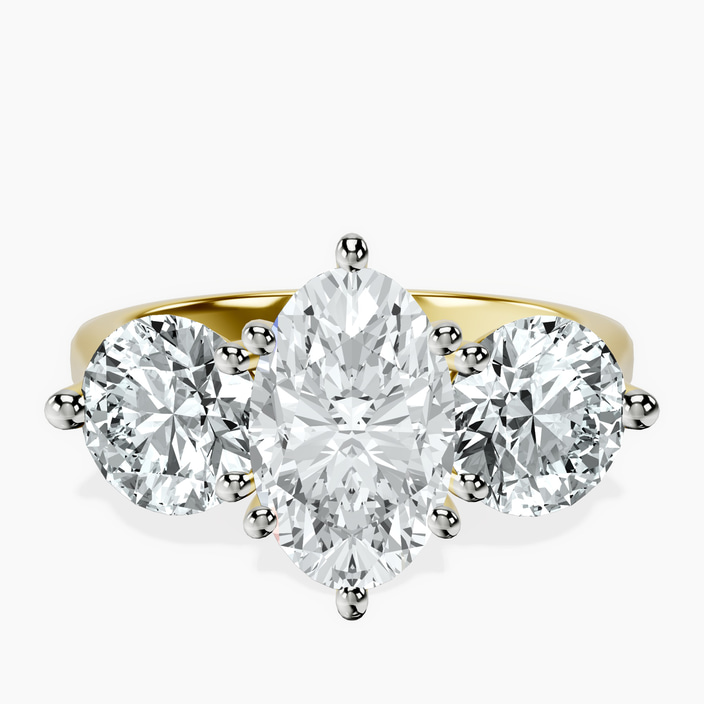 18ct Yellow Gold Estella Round Three Stone Lab Diamond Ring front image