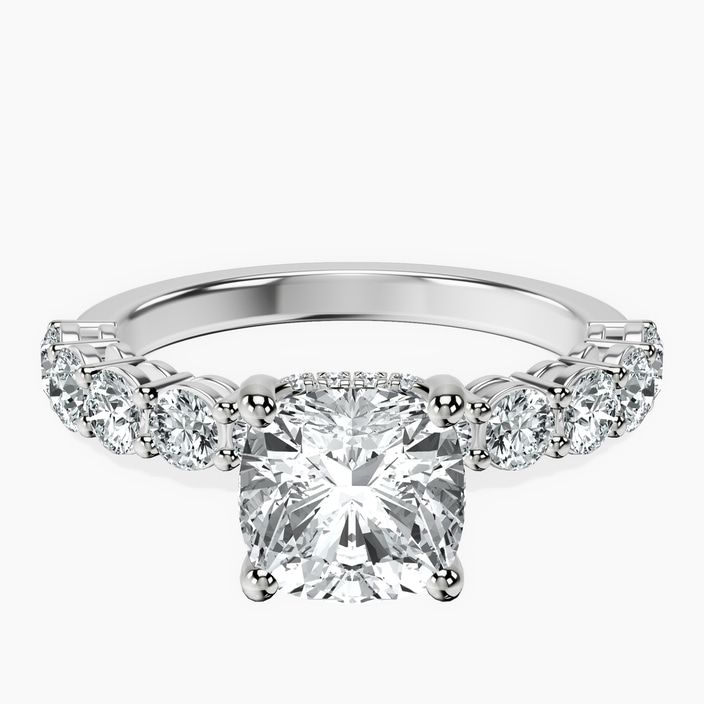 14ct White Gold Elinor Side Round Lab Diamond Ring front image