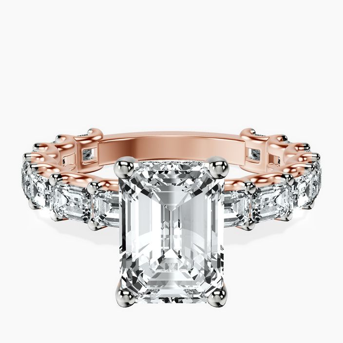 18kt Rose Gold Giselle Side Emerald Lab Diamond Ring front image