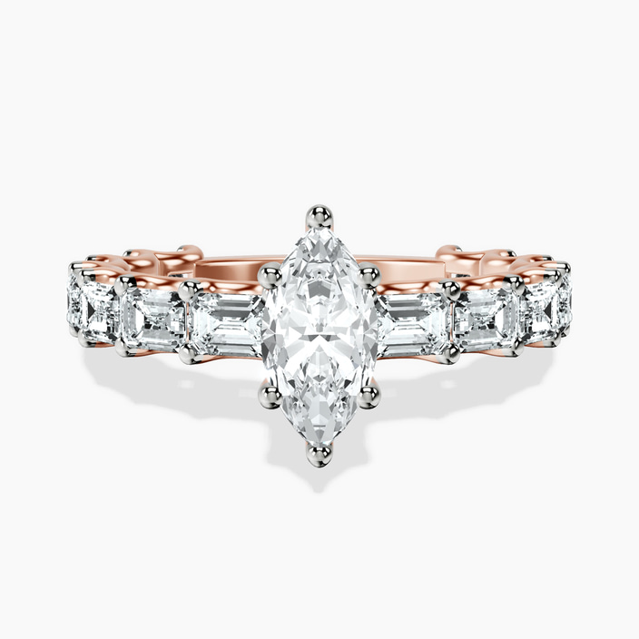 10kt Rose Gold Giselle Side Emerald Lab Diamond Ring front image