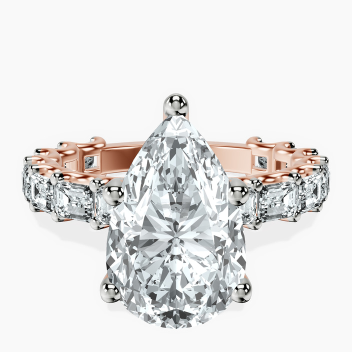 14kt Rose Gold Giselle Side Emerald Lab Diamond Ring front image