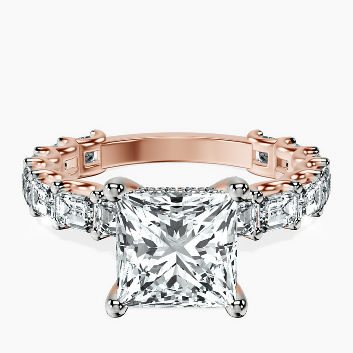 10kt Rose Gold Giselle Side Emerald Lab Diamond Ring front image
