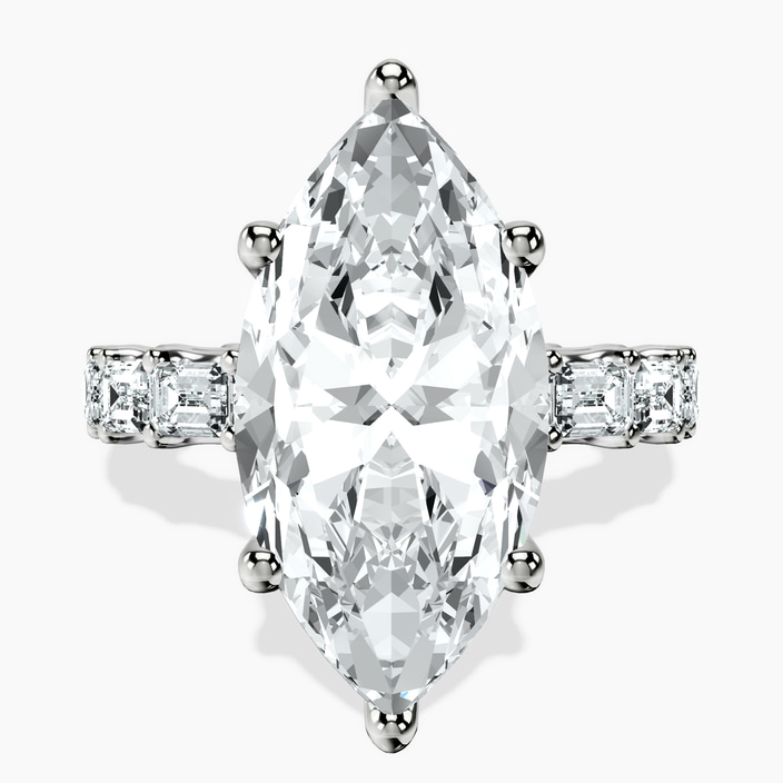 Platinum Giselle Side Emerald Lab Diamond Ring front image