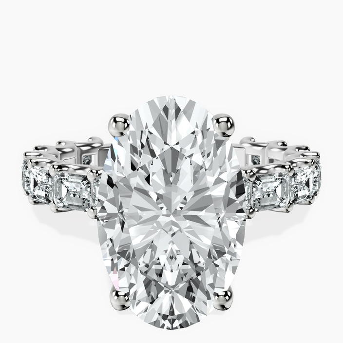 10kt White Gold Giselle Side Emerald Lab Diamond Ring front image