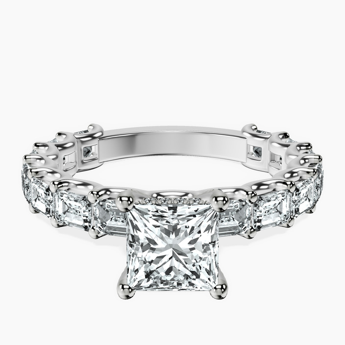 Platinum Giselle Side Emerald Lab Diamond Ring front image
