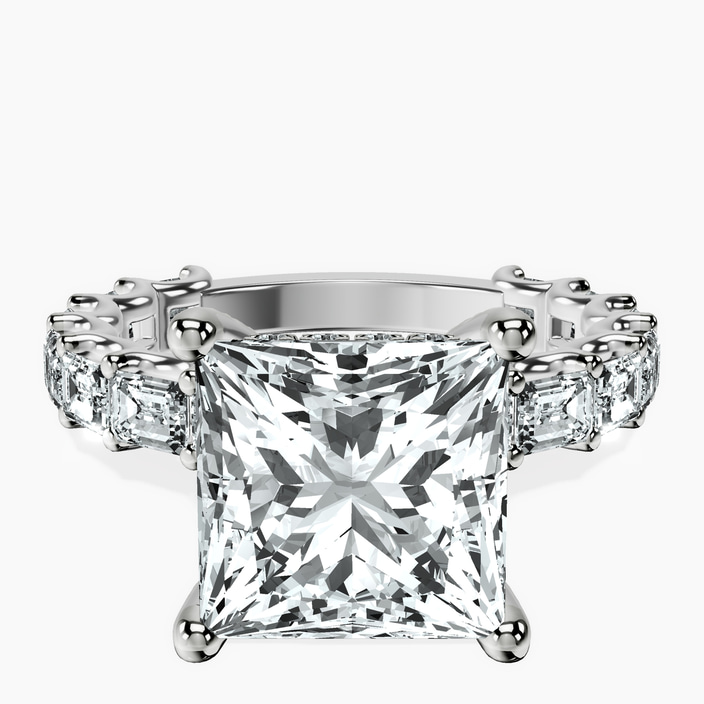 Platinum Giselle Side Emerald Lab Diamond Ring front image
