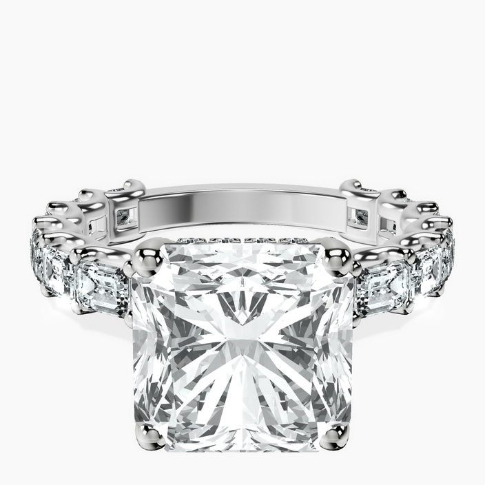 Platinum Giselle Side Emerald Lab Diamond Ring front image