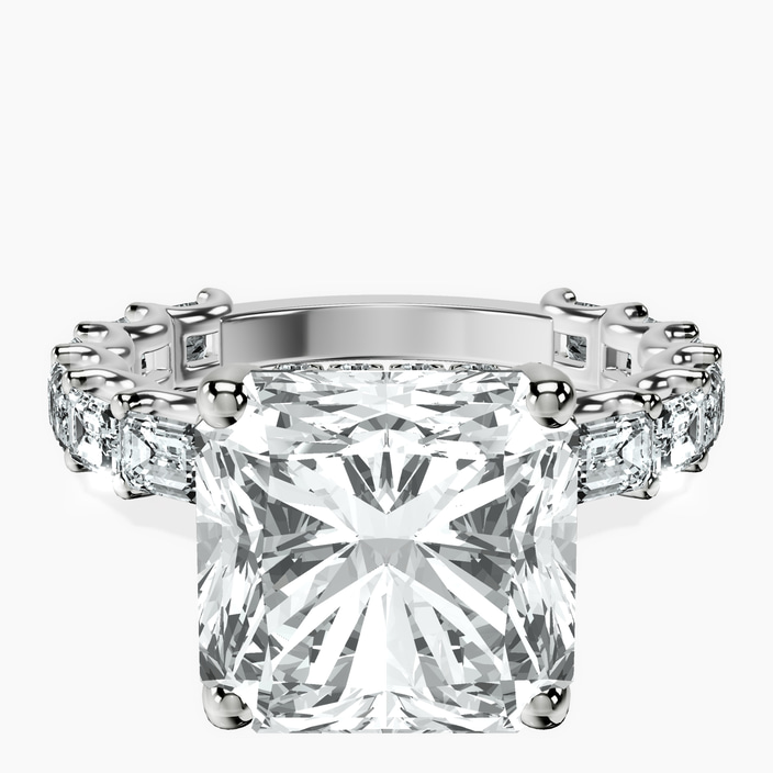 10kt White Gold Giselle Side Emerald Lab Diamond Ring front image