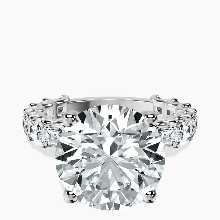 10kt White Gold Giselle Side Emerald Lab Diamond Ring front image