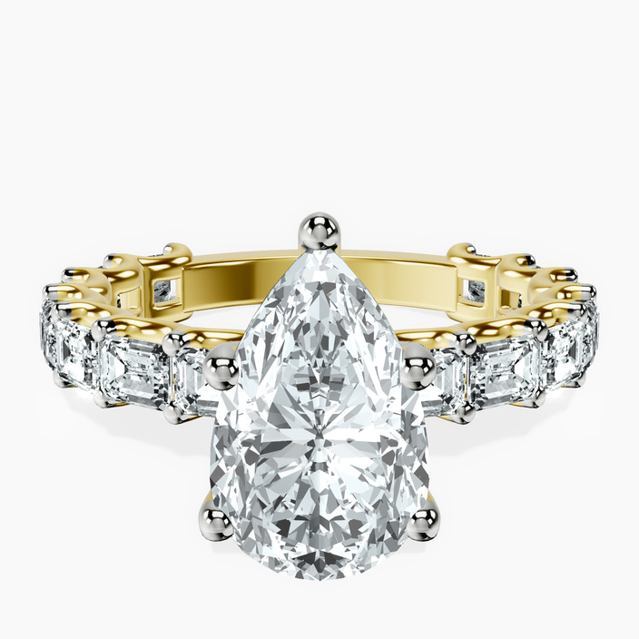 14kt Yellow Gold Giselle Side Emerald Lab Diamond Ring front image