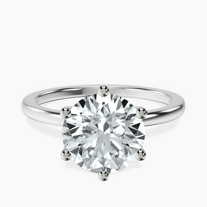 10kt White Gold Six Prong Solitaire 1.5mm Lab Diamond Ring front image