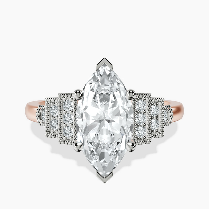 18kt Rose Gold Joy Tapering Side Stone Lab Diamond Ring front image